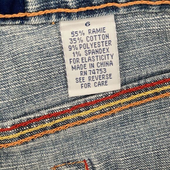 Vintage 90s LA Blues Shorts Womens 6 Denim Light Wash Embroidered Pockets - Picture 5 of 7